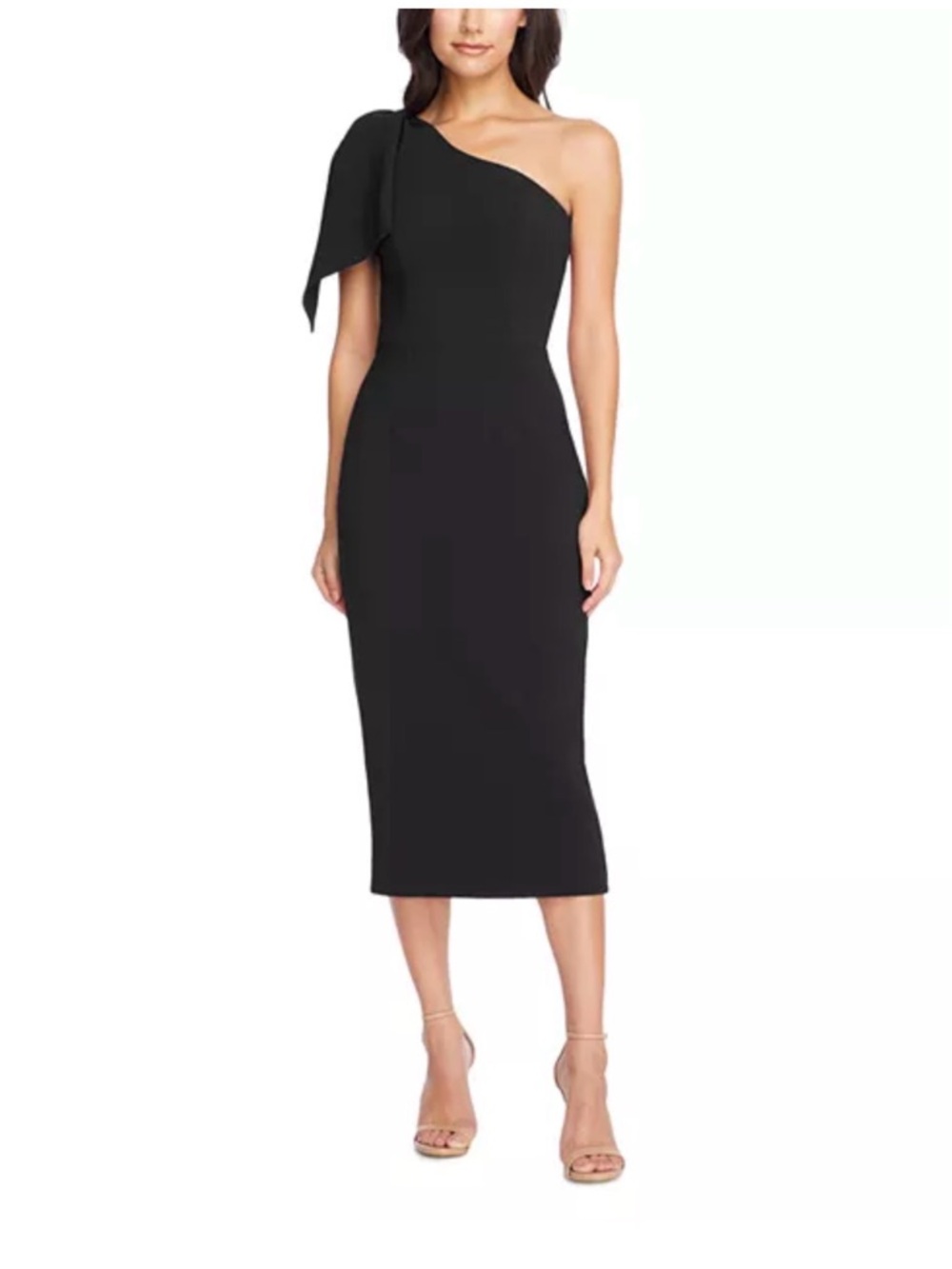 Dress the Population Tiffany One-Shoulder Black Midi Dress